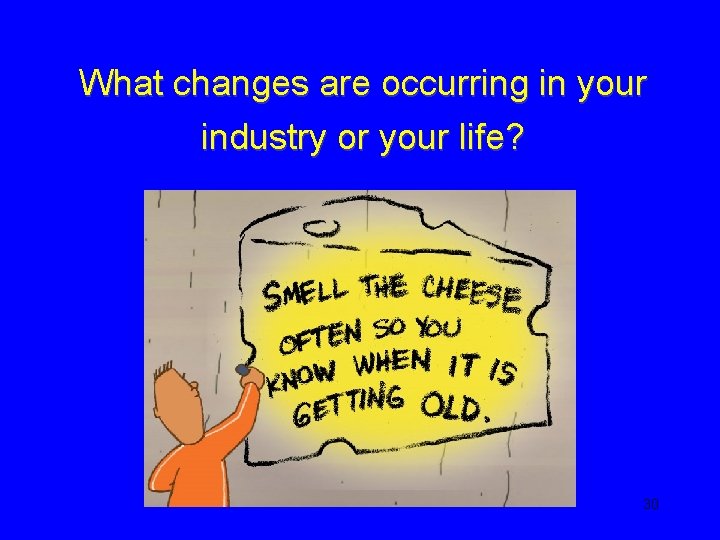 What changes are occurring in your industry or your life? 30 