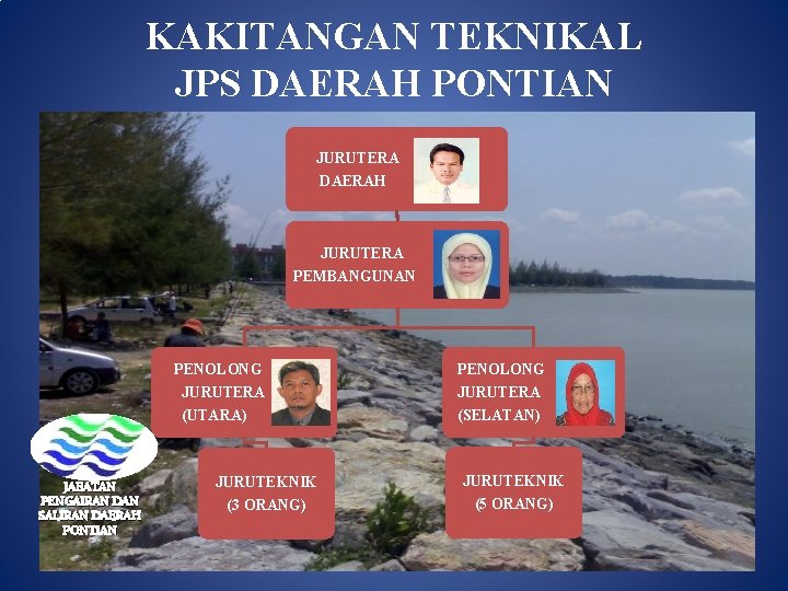 KAKITANGAN TEKNIKAL JPS DAERAH PONTIAN JURUTERA DAERAH JURUTERA PEMBANGUNAN PENOLONG JURUTERA (UTARA) JABATAN PENGAIRAN