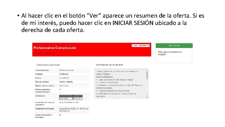  • Al hacer clic en el botón “Ver” aparece un resumen de la