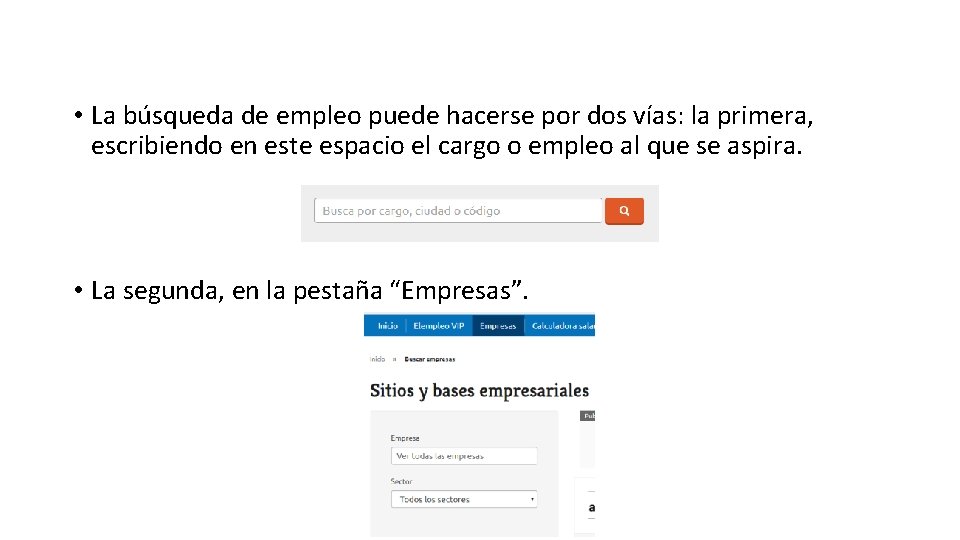  • La búsqueda de empleo puede hacerse por dos vías: la primera, escribiendo