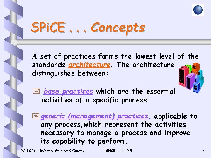SPi. CE. . . Concepts A set of practices forms the lowest level of