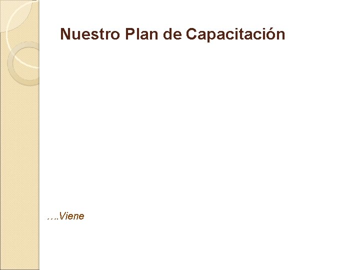 Nuestro Plan de Capacitación …. Viene 