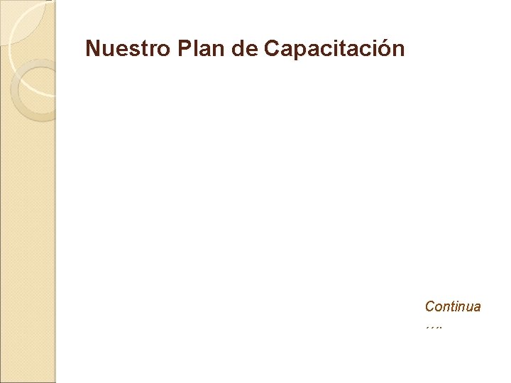 Nuestro Plan de Capacitación Continua …. 