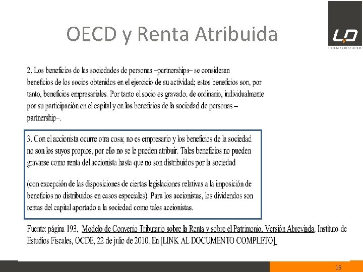 OECD y Renta Atribuida 15 