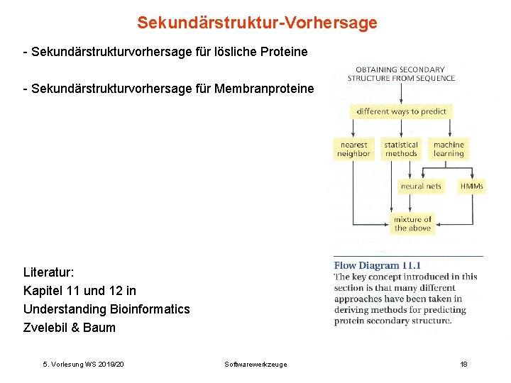 Sekundärstruktur-Vorhersage - Sekundärstrukturvorhersage für lösliche Proteine - Sekundärstrukturvorhersage für Membranproteine Literatur: Kapitel 11 und