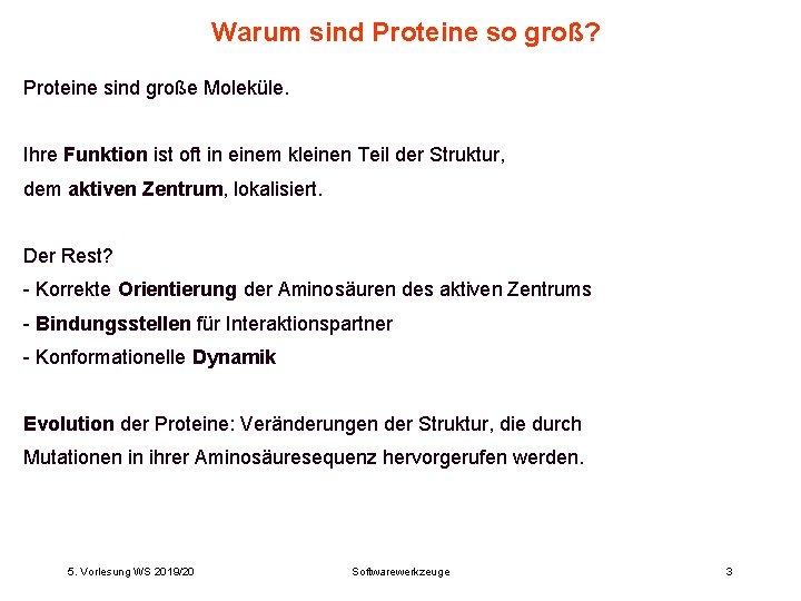 Warum sind Proteine so groß? Proteine sind große Moleküle. Ihre Funktion ist oft in
