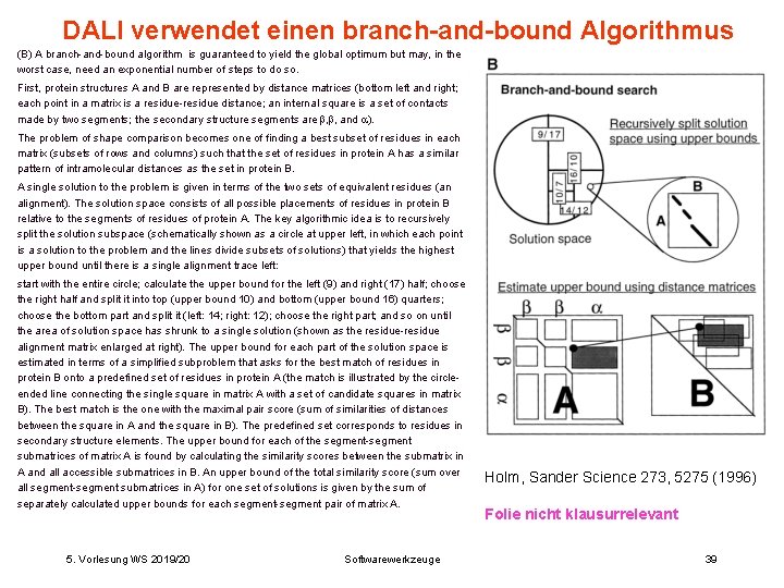 DALI verwendet einen branch-and-bound Algorithmus (B) A branch-and-bound algorithm is guaranteed to yield the