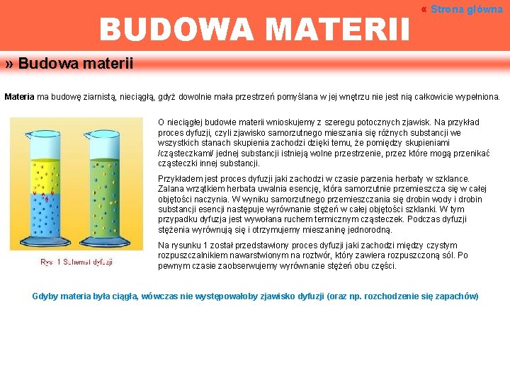 BUDOWA MATERII « Strona główna » Budowa materii Materia ma budowę ziarnistą, nieciągłą, gdyż