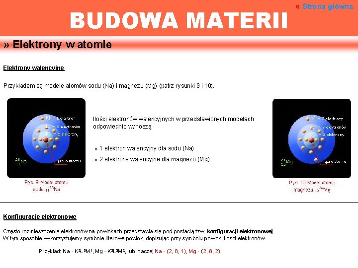 BUDOWA MATERII » Elektrony w atomie Elektrony walencyjne Przykładem są modele atomów sodu (Na)