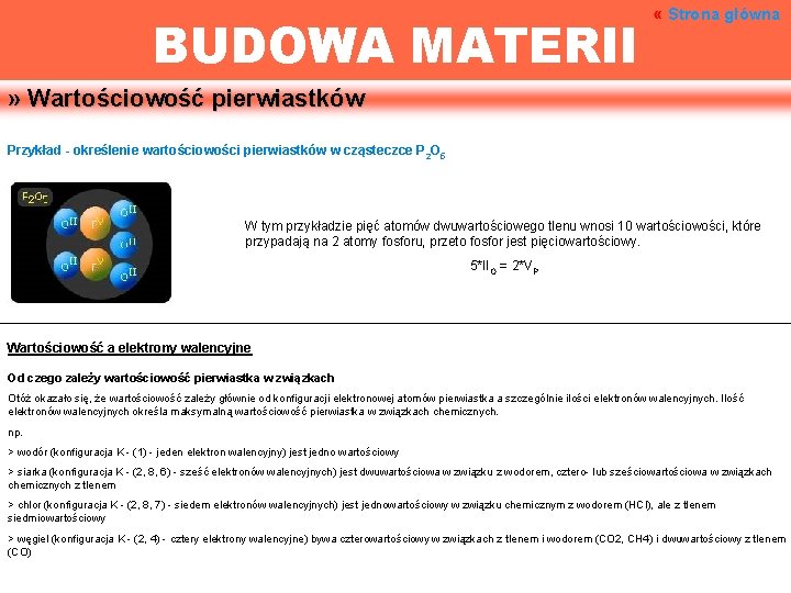 BUDOWA MATERII « Strona główna » Wartościowość pierwiastków Przykład - określenie wartościowości pierwiastków w