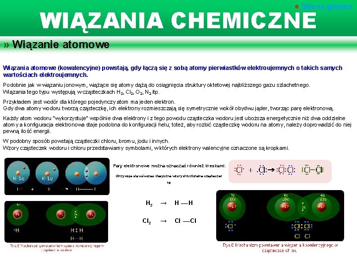  « Strona główna WIĄZANIA CHEMICZNE » Wiązanie atomowe Wiązania atomowe (kowalencyjne) powstają, gdy