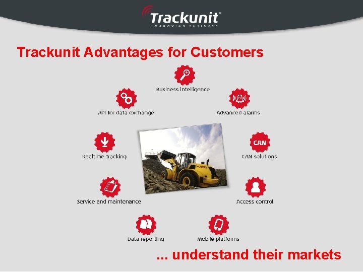 Trackunit Advantages for Customers . . . understand their markets 