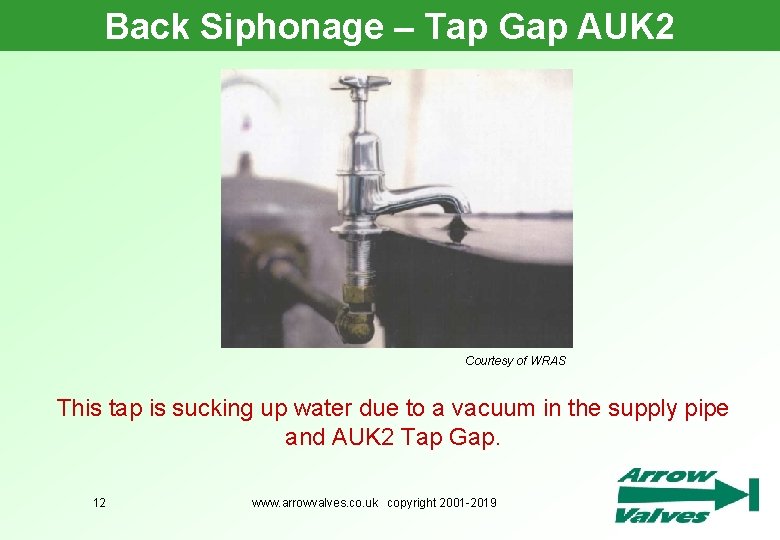 Back Siphonage – Tap Gap AUK 2 Courtesy of WRAS This tap is sucking