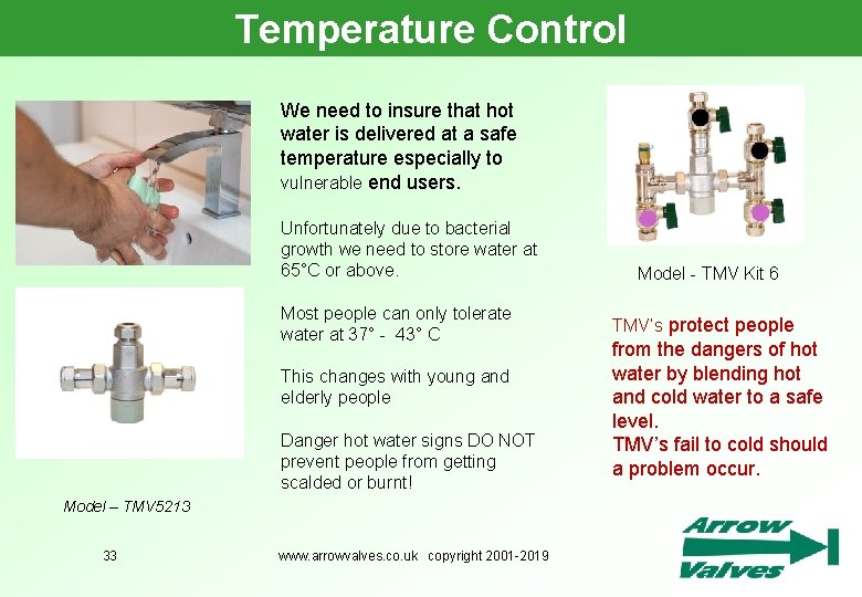 Temperature Control We need to insure that hot water is delivered at a safe