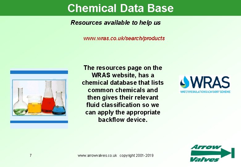 Chemical Data Base Resources available to help us www. wras. co. uk/search/products The resources