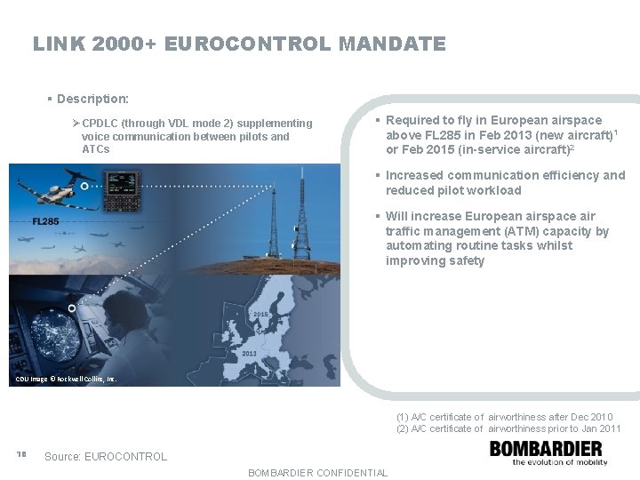 LINK 2000+ EUROCONTROL MANDATE § Description: Ø CPDLC (through VDL mode 2) supplementing voice
