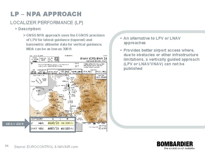LP – NPA APPROACH LOCALIZER PERFORMANCE (LP) § Description: Ø GNSS NPA approach uses