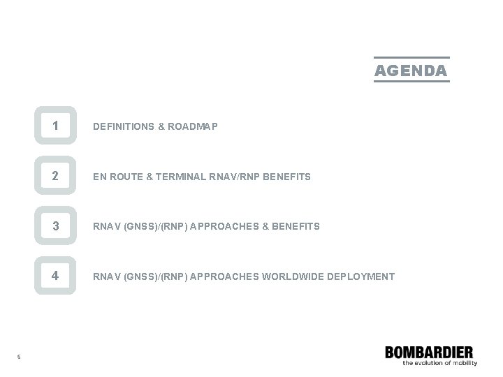 AGENDA 5 1 DEFINITIONS & ROADMAP 2 EN ROUTE & TERMINAL RNAV/RNP BENEFITS 3