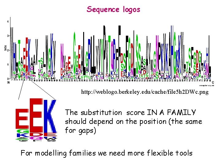 Sequence logos http: //weblogo. berkeley. edu/cache/file 5 h 2 DWc. png The substitution score