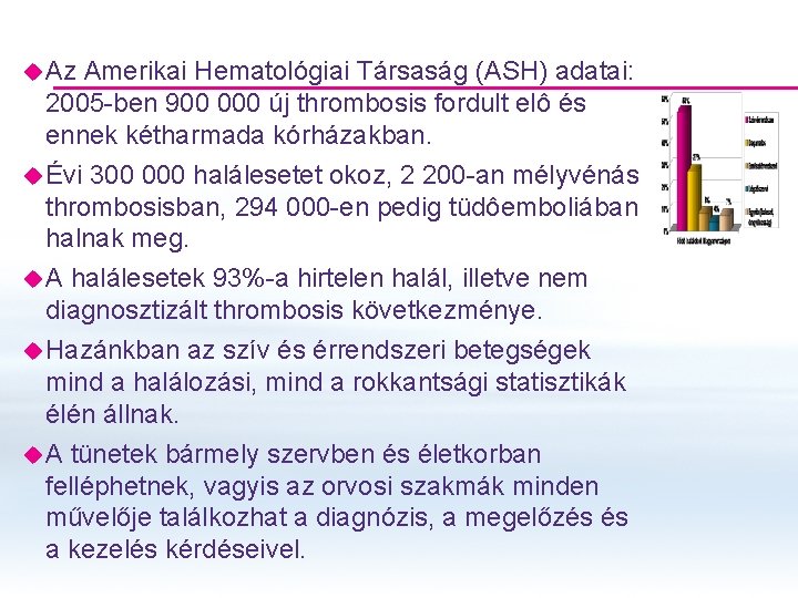 u Az Amerikai Hematológiai Társaság (ASH) adatai: 2005 -ben 900 000 új thrombosis fordult