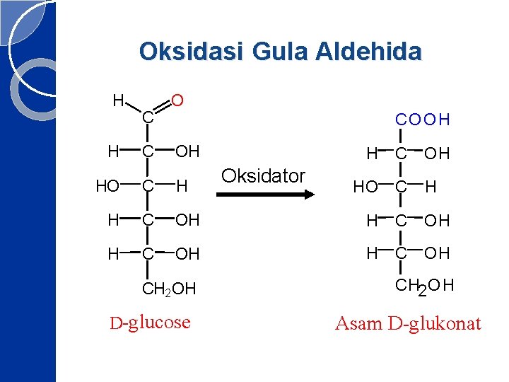 Oksidasi Gula Aldehida H C O CO O H H C OH HO C