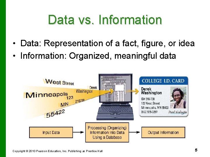 Data vs. Information • Data: Representation of a fact, figure, or idea • Information: