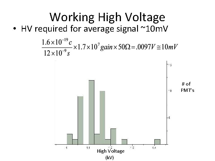 Working High Voltage • HV required for average signal ~10 m. V # of