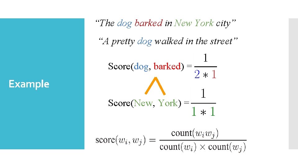 “The dog barked in New York city” “A pretty dog walked in the street”