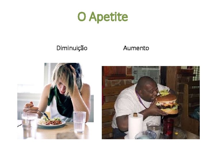 O Apetite Diminuição Aumento 