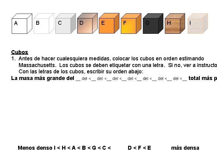 A B C D E F G H I Cubos 1. Antes de hacer