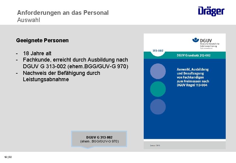Anforderungen an das Personal Auswahl Geeignete Personen - 18 Jahre alt - Fachkunde, erreicht