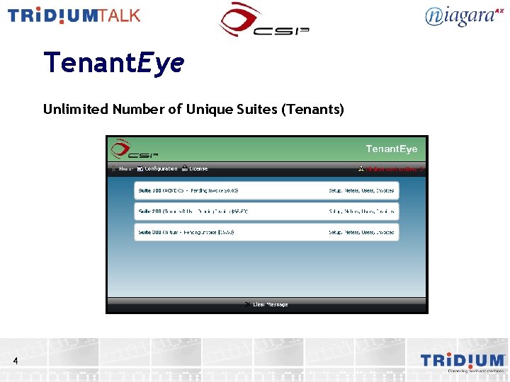 Tenant. Eye Unlimited Number of Unique Suites (Tenants) 4 