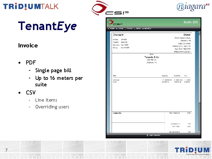 Tenant. Eye Invoice • PDF – Single page bill – Up to 16 meters