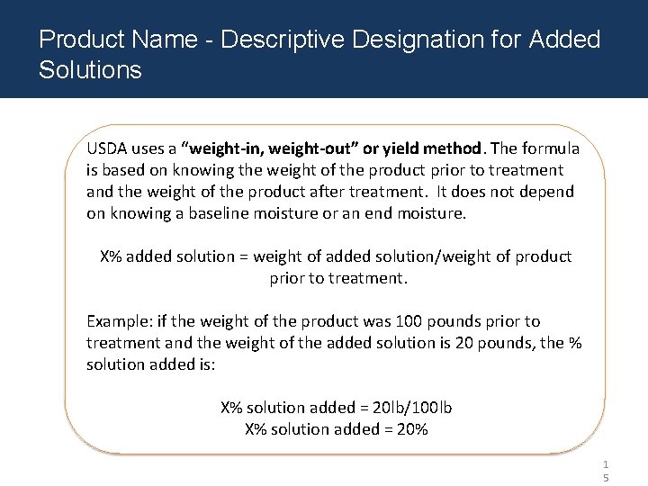 Product Name - Descriptive Designation for Added Solutions USDA uses a “weight-in, weight-out” or Product Name - Descriptive Designation for Added Solutions USDA uses a “weight-in, weight-out” or