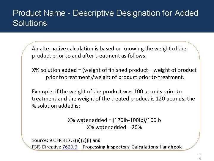 Product Name - Descriptive Designation for Added Solutions An alternative calculation is based on Product Name - Descriptive Designation for Added Solutions An alternative calculation is based on
