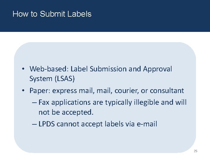 How to Submit Labels • Web-based: Label Submission and Approval System (LSAS) • Paper: How to Submit Labels • Web-based: Label Submission and Approval System (LSAS) • Paper: