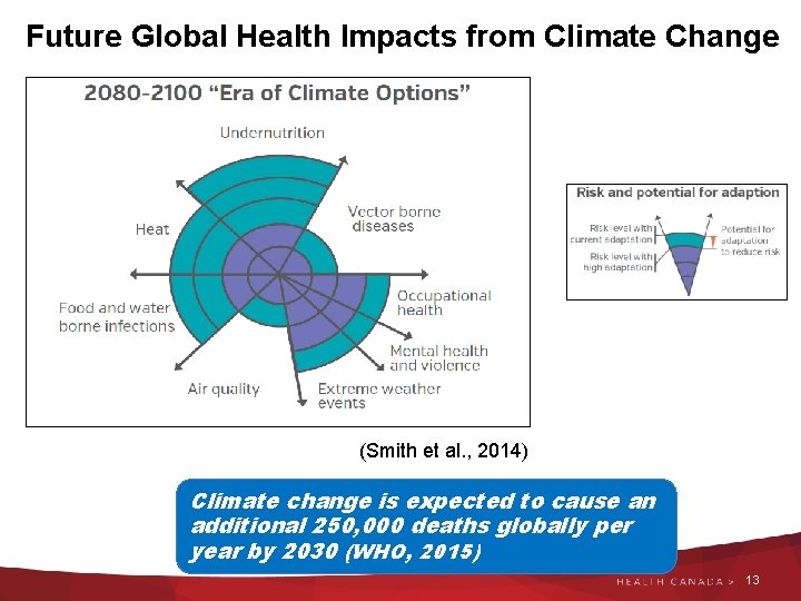 Future Global Health Impacts from Climate Change (Smith et al. , 2014) Climate change