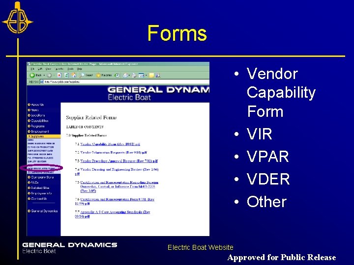 Forms • Vendor Capability Form • VIR • VPAR • VDER • Other Electric Forms • Vendor Capability Form • VIR • VPAR • VDER • Other Electric
