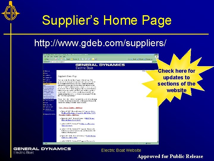 Supplier’s Home Page http: //www. gdeb. com/suppliers/ Check here for updates to sections of Supplier’s Home Page http: //www. gdeb. com/suppliers/ Check here for updates to sections of