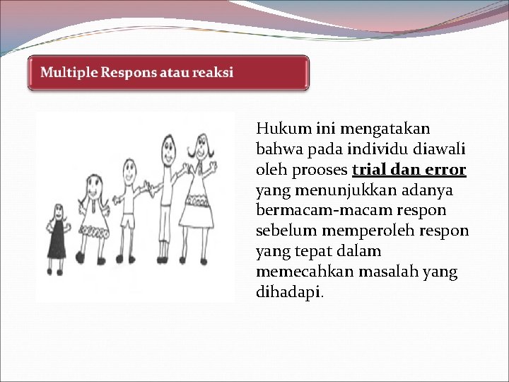 Hukum ini mengatakan bahwa pada individu diawali oleh prooses trial dan error yang menunjukkan Hukum ini mengatakan bahwa pada individu diawali oleh prooses trial dan error yang menunjukkan