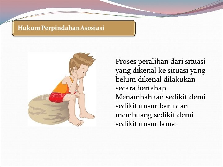 Proses peralihan dari situasi yang dikenal ke situasi yang belum dikenal dilakukan secara bertahap Proses peralihan dari situasi yang dikenal ke situasi yang belum dikenal dilakukan secara bertahap