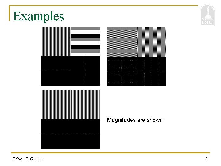 Examples Magnitudes are shown Bahadir K. Gunturk 10 