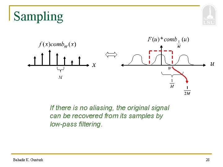 Sampling If there is no aliasing, the original signal can be recovered from its