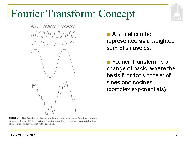 Fourier Transform: Concept ■ A signal can be represented as a weighted sum of