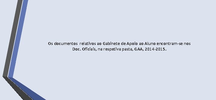 Os documentos relativos ao Gabinete de Apoio ao Aluno encontram-se nos Doc. Oficiais, na