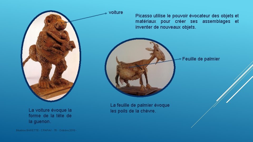 voiture Picasso utilise le pouvoir évocateur des objets et matériaux pour créer ses assemblages