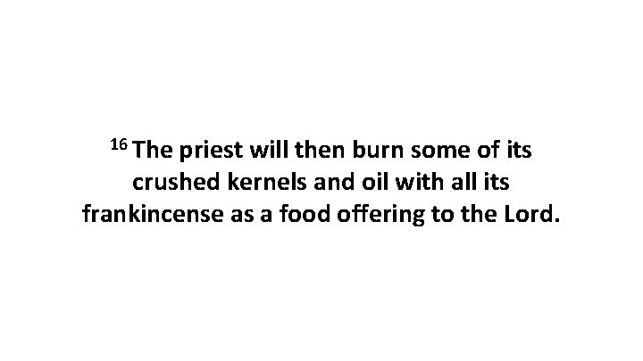 16 The priest will then burn some of its crushed kernels and oil with