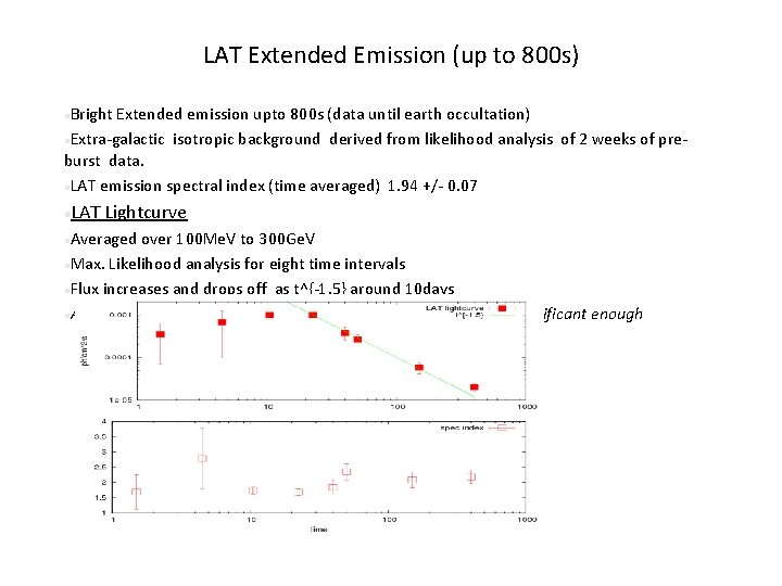 LAT Extended Emission (up to 800 s) Bright Extended emission upto 800 s (data