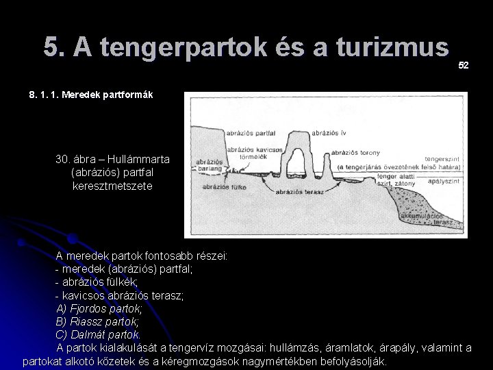 5. A tengerpartok és a turizmus 52 8. 1. 1. Meredek partformák 30. ábra