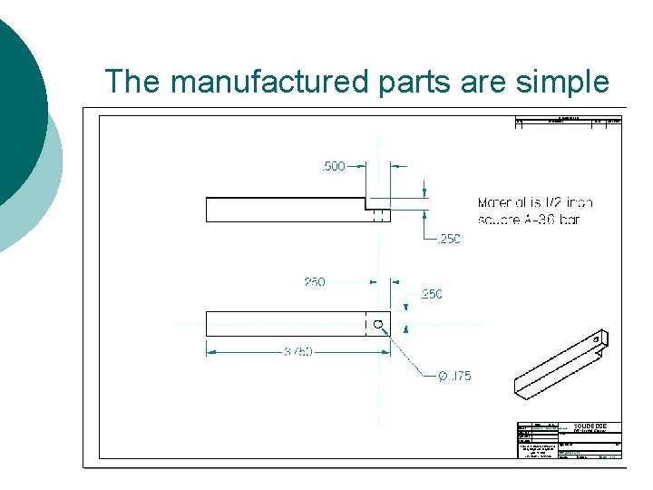 The manufactured parts are simple 